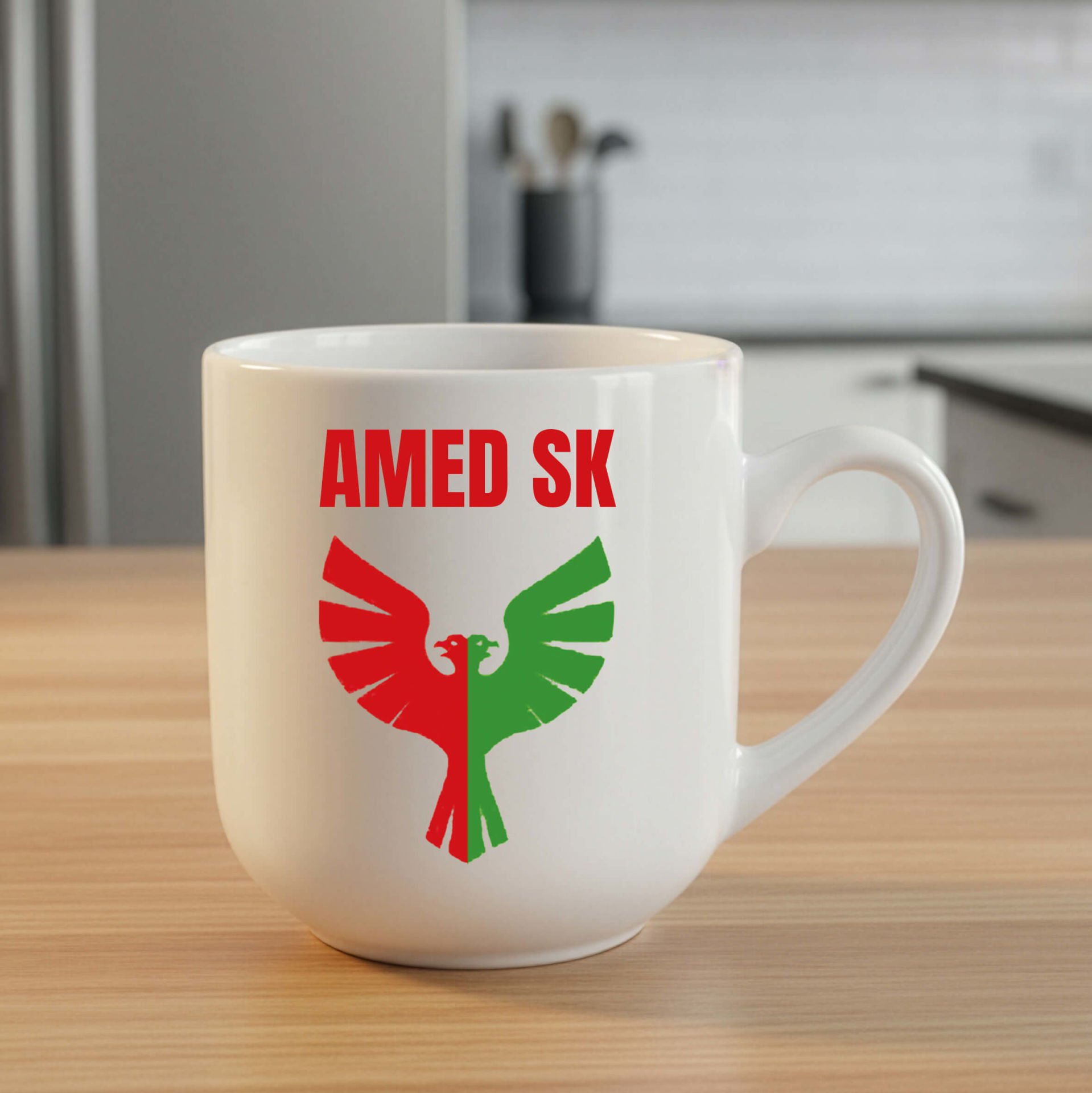 Amedspor Tasarımlı Oval Beyaz Elite Kupa Bardak - Amed Spor Elite Kupası