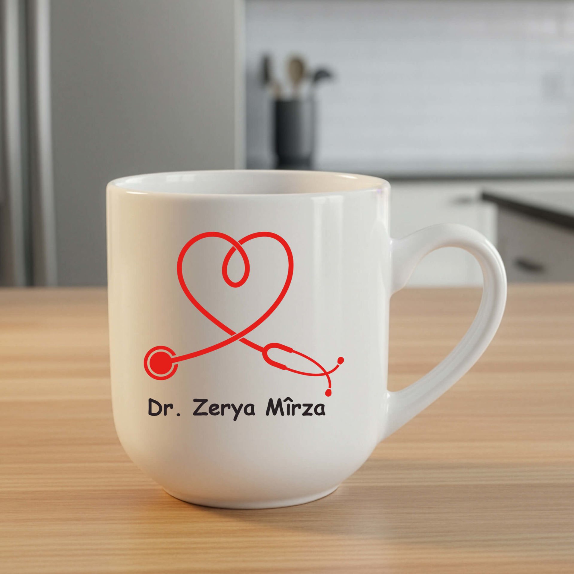 Doktorlara ve İsme Özel Beyaz Elite Kupa Bardak - Doktorlar İçin Oval Elite Kupası