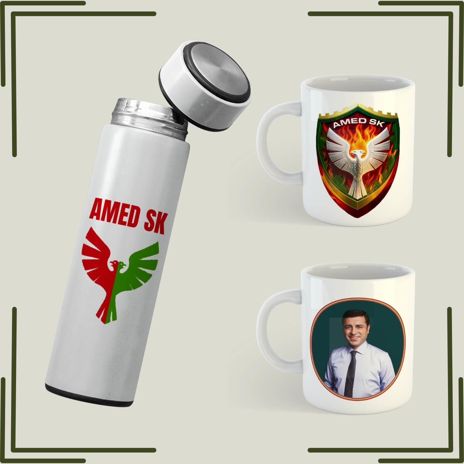 Amedspor Tasarımlı Kupa  ve Termos Seti - Selahattin Demirtaş Kupası