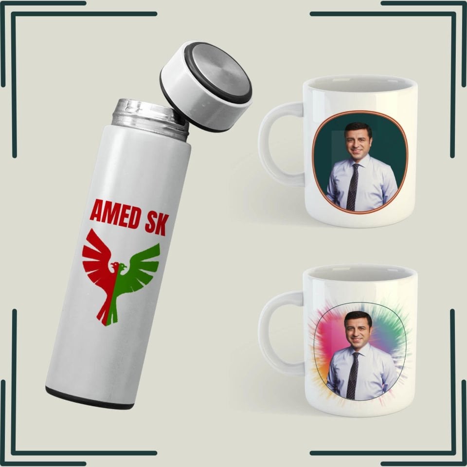 Selahattin Demirtaş Resimli Kupa Bardak - Amedspor Tasarımlı Termos Seti