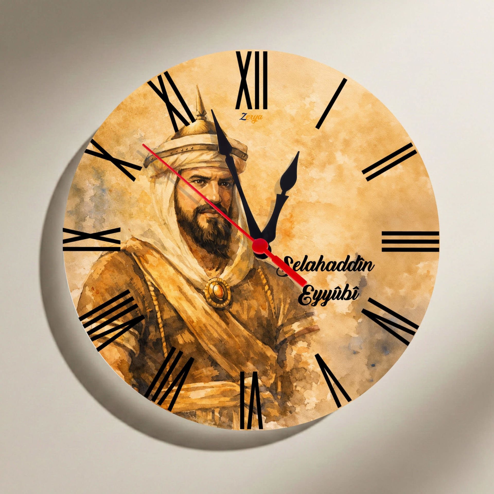 Selahaddîn Selahattin Eyyubî Tasarımlı Roma Rakamlı Duvar Saati