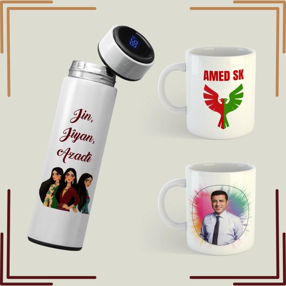Selahattin Demirtaş ve Amedspor Resimli Kupa Bardak - Jin Jİyan Azadi Termos Seti