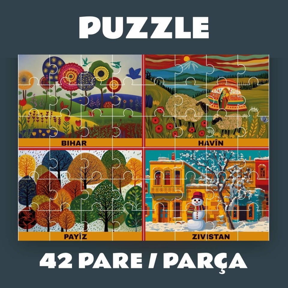 Puzzle Bi Kurdî Demsal Aylar - Kürtçe Puzzle Yapboz (42 Pare/Parça - A4)