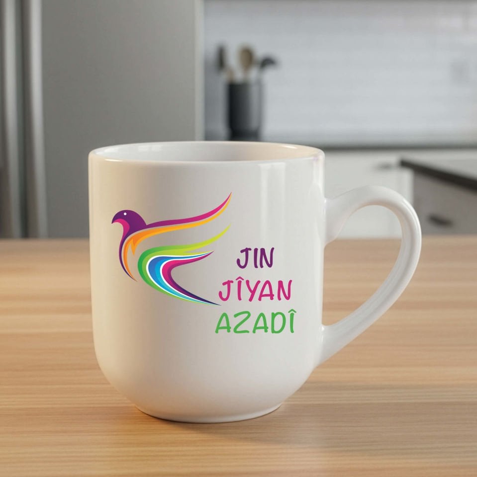 Jin Jiyan Azadi Yazılı Elite Beyaz Kupa Bardak - Jin Jiyan Azadi Elite Kupası