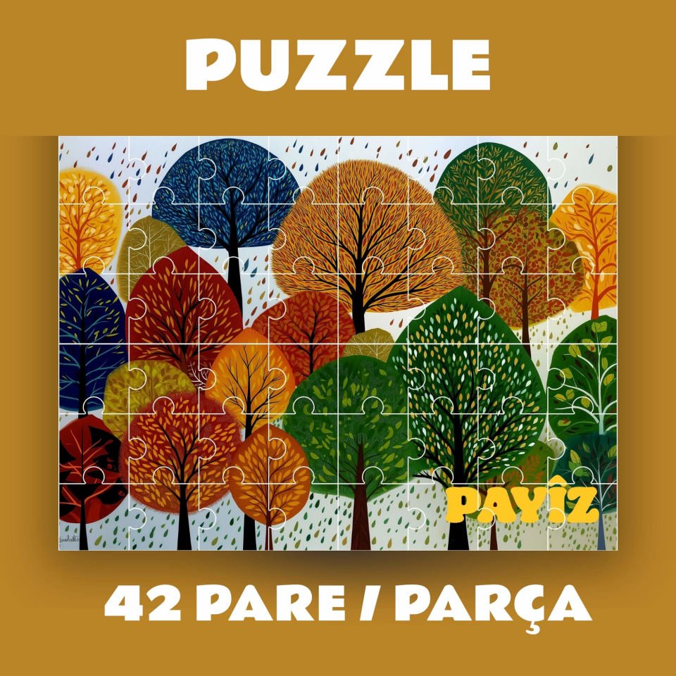 Pazil Bi Kurdî Payîz Sonbahar - Kürtçe Puzzle Yapboz (42 Pare/Parça - A4)