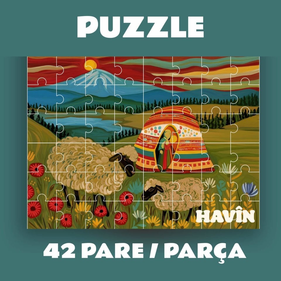 Pazil Bi Kurdî Havîn Yaz - Kürtçe Puzzle Yapboz (42 Pare/Parça - A4)