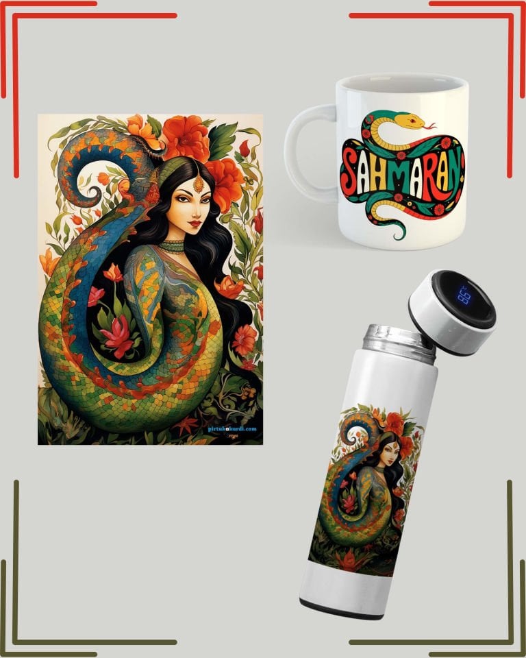 Şahmaran Temalı Kupa Termos ve Poster Seti - Şahmeran Resimli Kupa Bardak