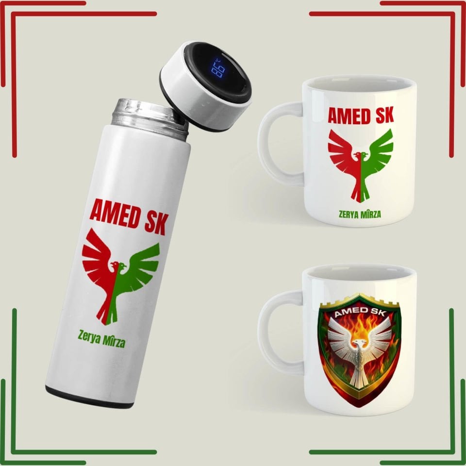 İsme Özel Amedspor Termosu ve Kupası - Amedspor Kupa ve Bardağı Seti