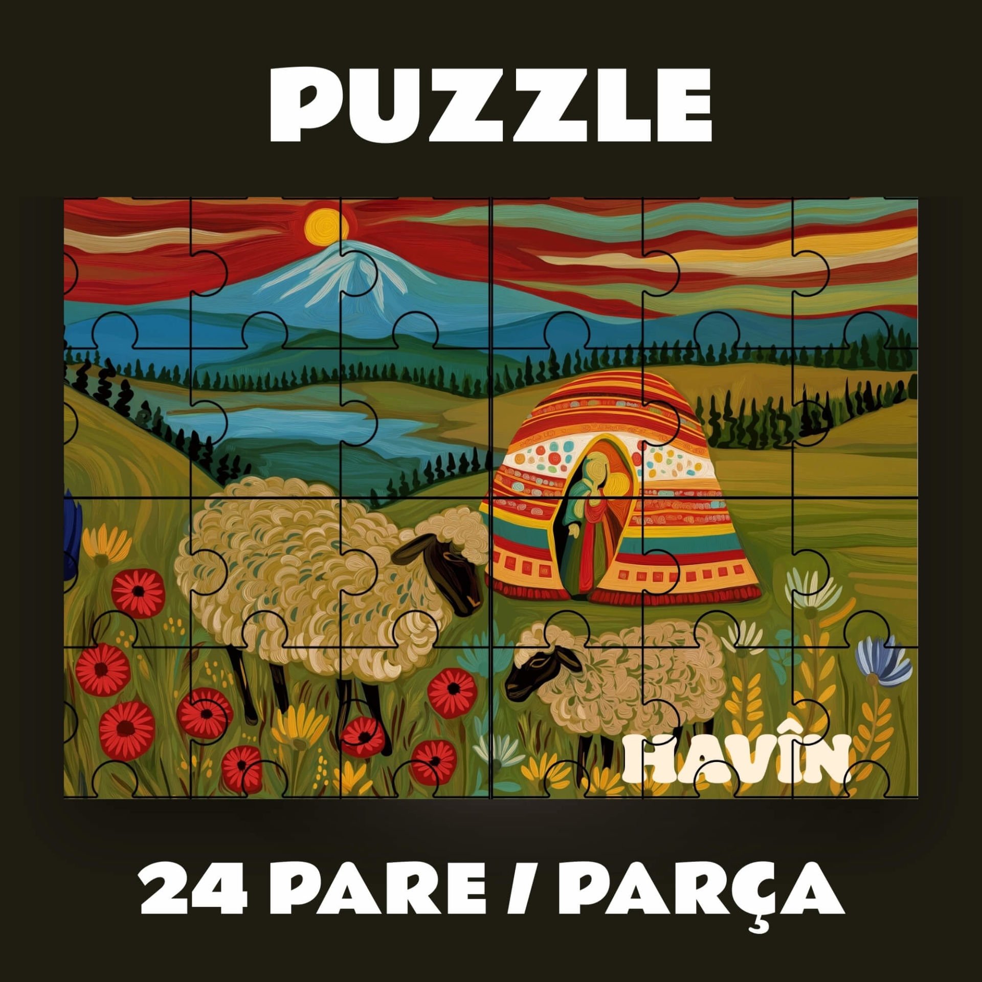Pazil Bi Kurdî Havîn Yaz - Kürtçe Puzzle Yapboz (24 Pare/Parça - A5)