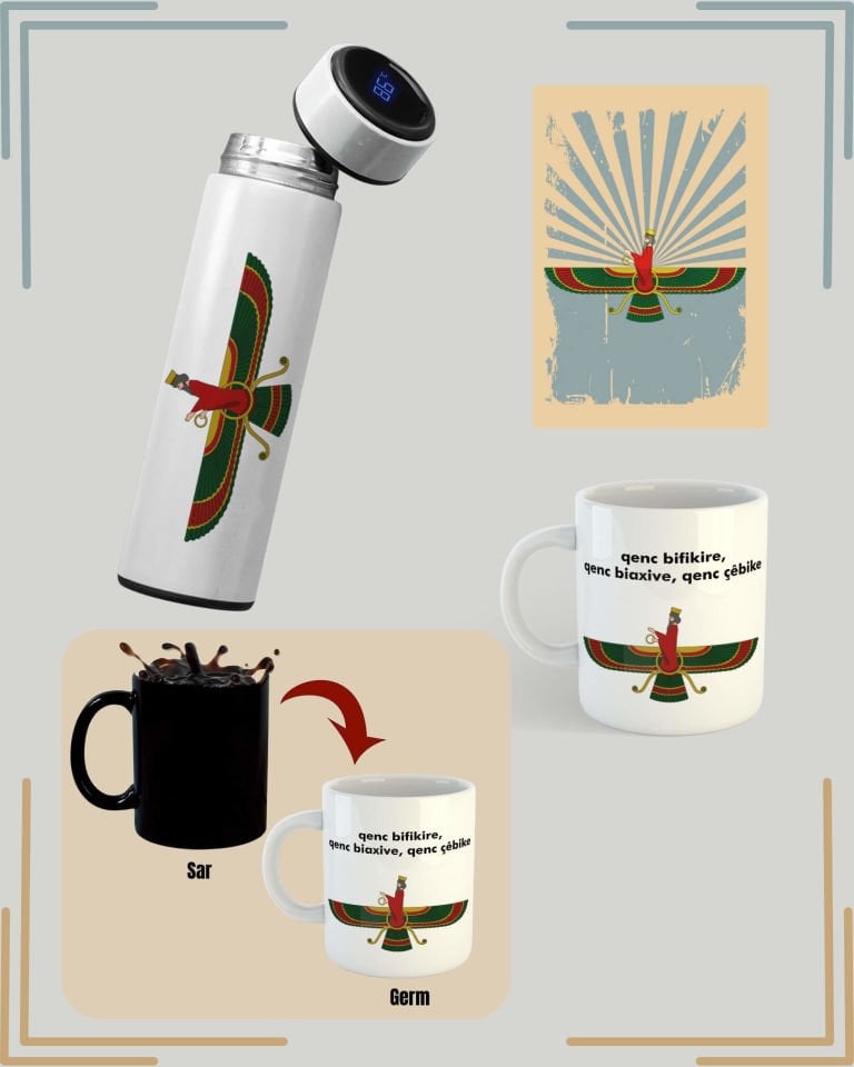 Ahura Mazda Kürtçe Kupa Termos ve Not Defteri Seti - Ahura Mazda Kürtçe Kupa Bardak