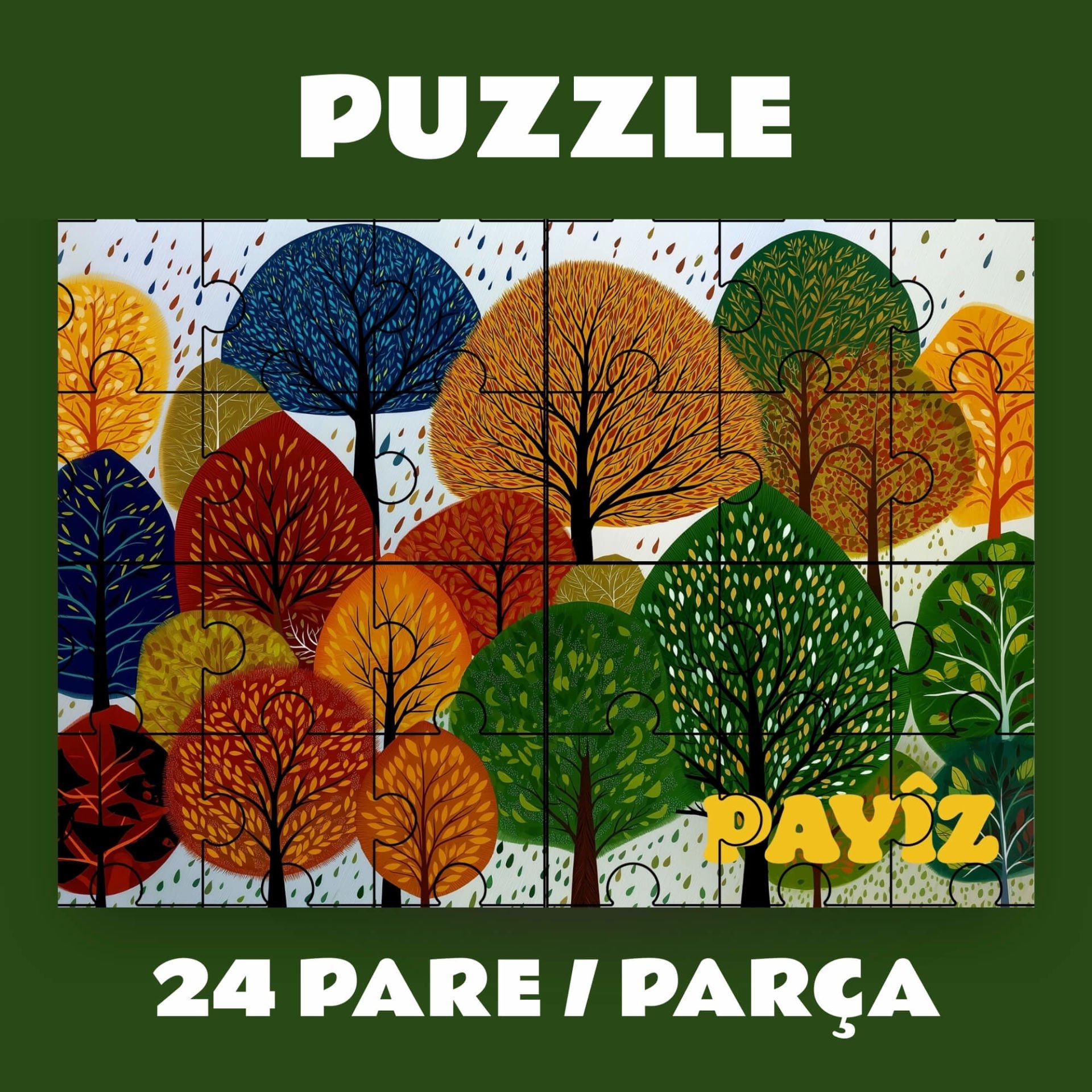 Pazil Bi Kurdî Payîz Sonbahar - Kürtçe Puzzle Yapboz (24 Pare/Parça - A5)