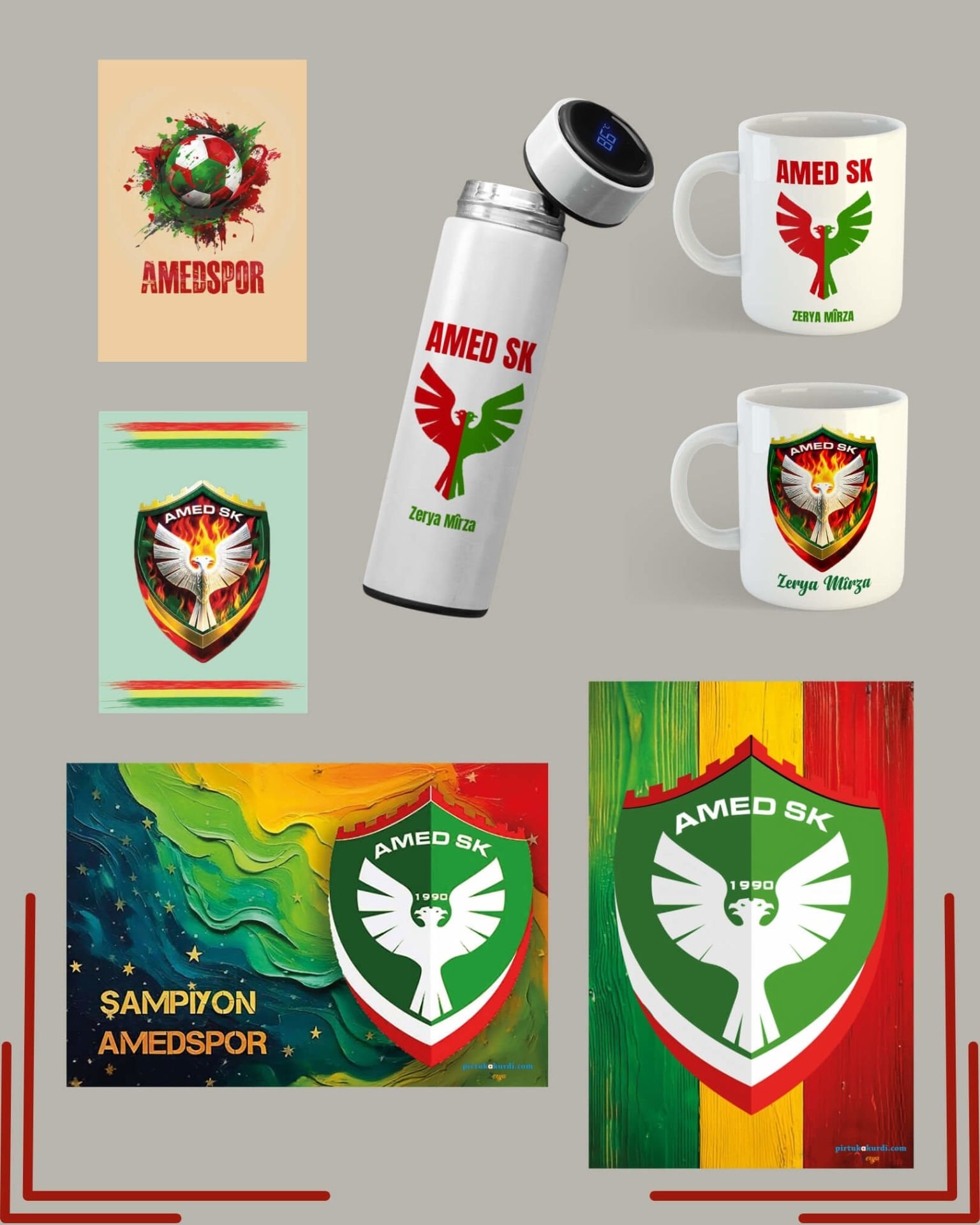 İsme Özel Amedspor Kupa Termos Poster ve Not Defteri Seti - Amedspor Kupa Bardak