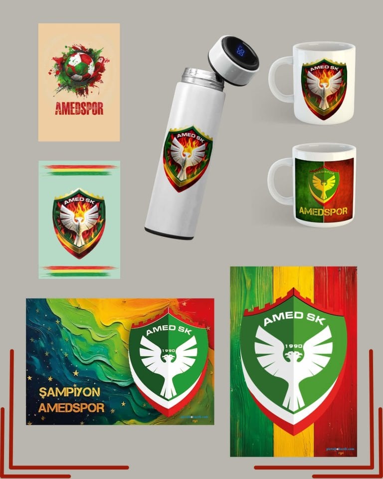 Amedspor Kupa Termos Poster ve Not Defteri Seti - Amedspor Kupa Bardak