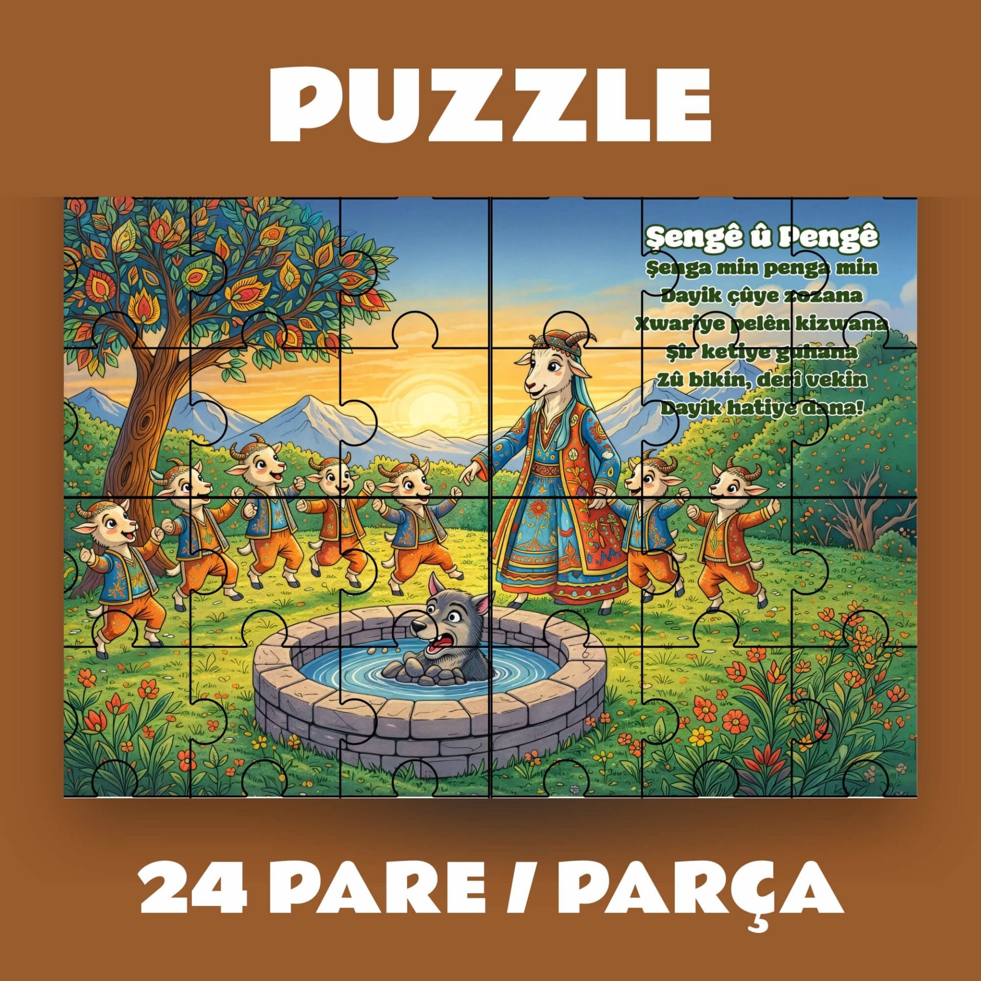 Pazil Bi Kurdî Şengê û Pengê  - Kürtçe Puzzle Yapboz (24 Pare/Parça - A5)