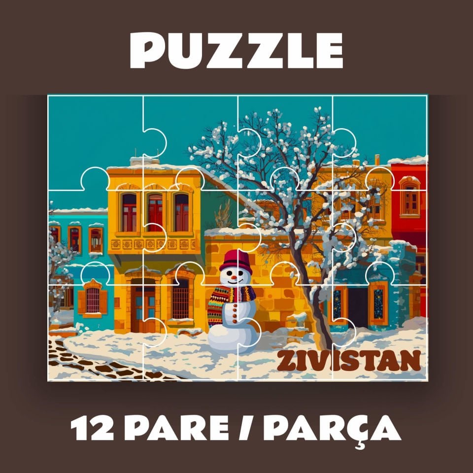 Pazil Bi Kurdî Zivistan Kış - Kürtçe Magnetli Puzzle Yapboz (12 Pare/Parça - A5)