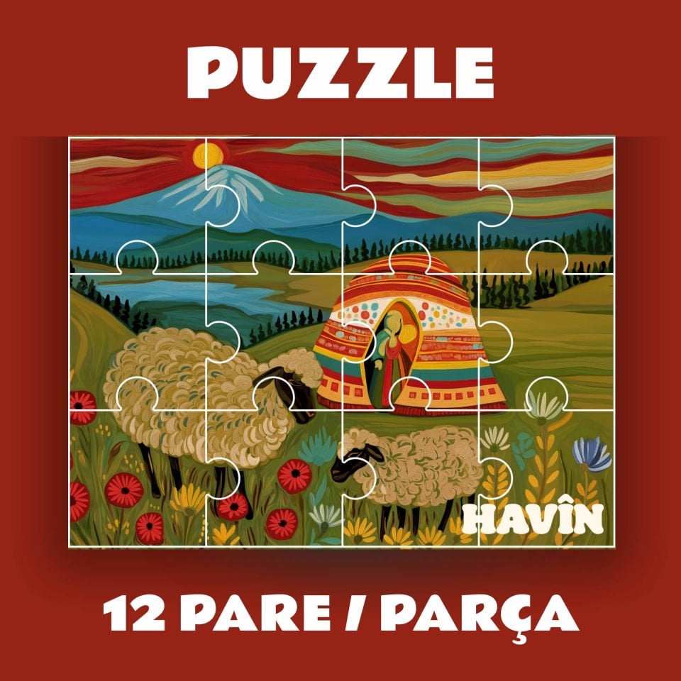 Pazil Bi Kurdî Havîn Yaz - Kürtçe Magnetli Puzzle Yapboz (12 Pare/Parça - A5)