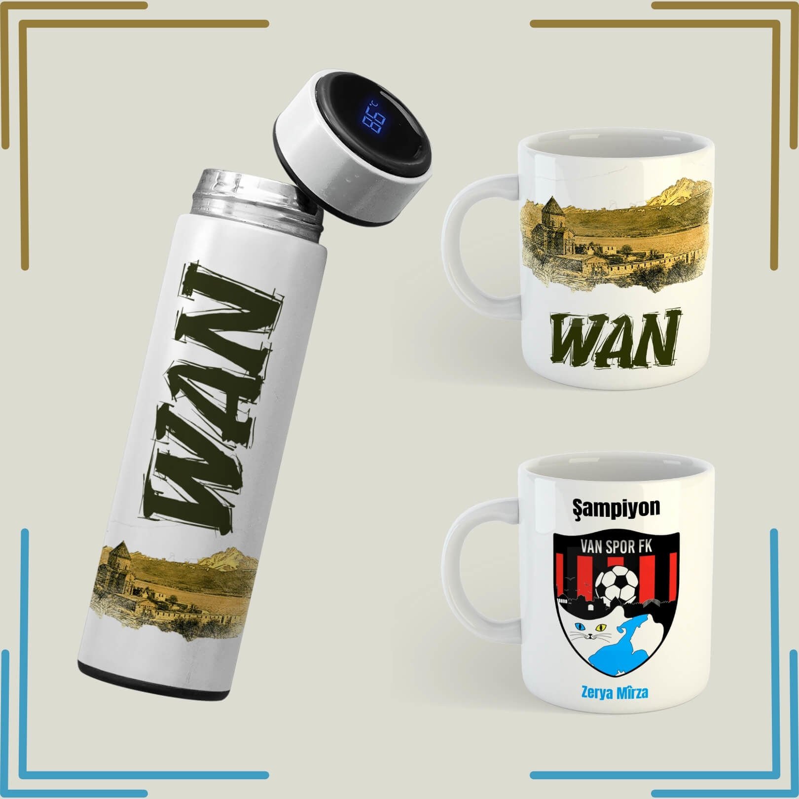 İsme Özel Van Spor Kupası - Wan Van Akdamar Kilisesi Resimli Kupa ve Termos