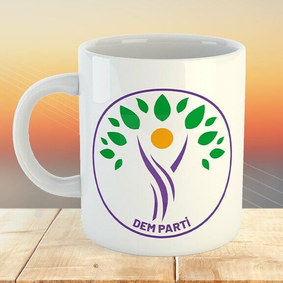 DEM Parti Tasarımlı Porselen Kupa Bardak - DEM Parti Kupası