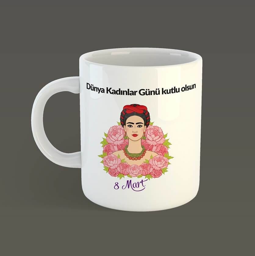 Frida Tasarımlı 8 Mart Dünya Kadınlar Günü Tasarımlı Porselen Kupa Bardak