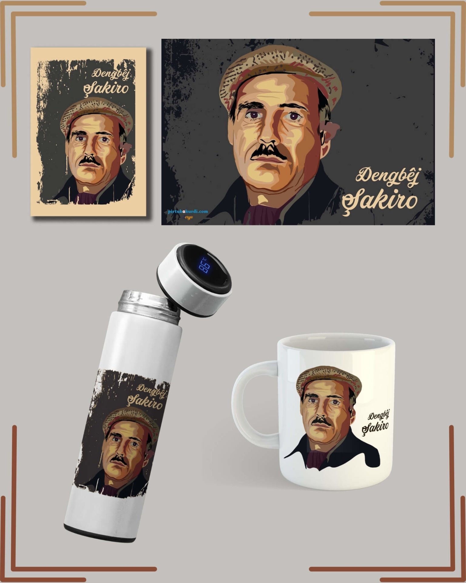 Seta Dengbêj Şakiro Seti - Dengbêj Şakiro Posteri Termosu Kupası