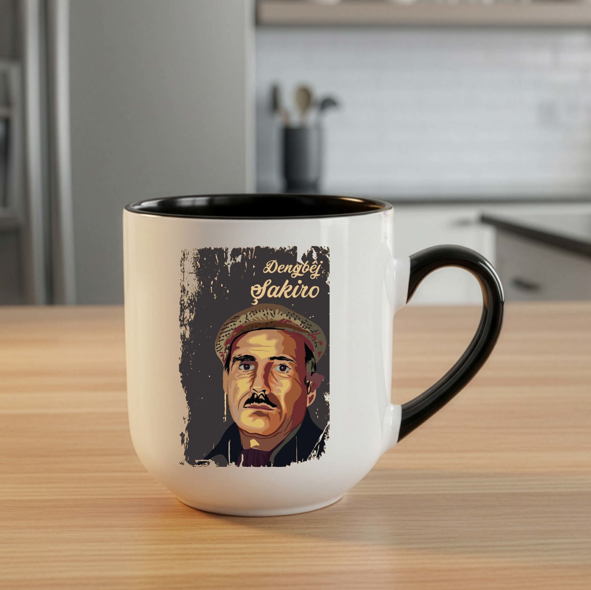 Dengbêj Şakiro Resimli Elite Siyah Kupa Bardak - Dengbêj Şakiro Elite Kupası