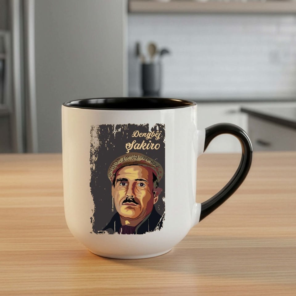 Dengbêj Şakiro Resimli Elite Siyah Kupa Bardak - Dengbêj Şakiro Elite Kupası