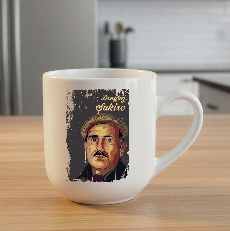 Dengbêj Şakiro Resimli Elite Beyaz Kupa Bardak - Dengbêj Şakiro Elite Kupası