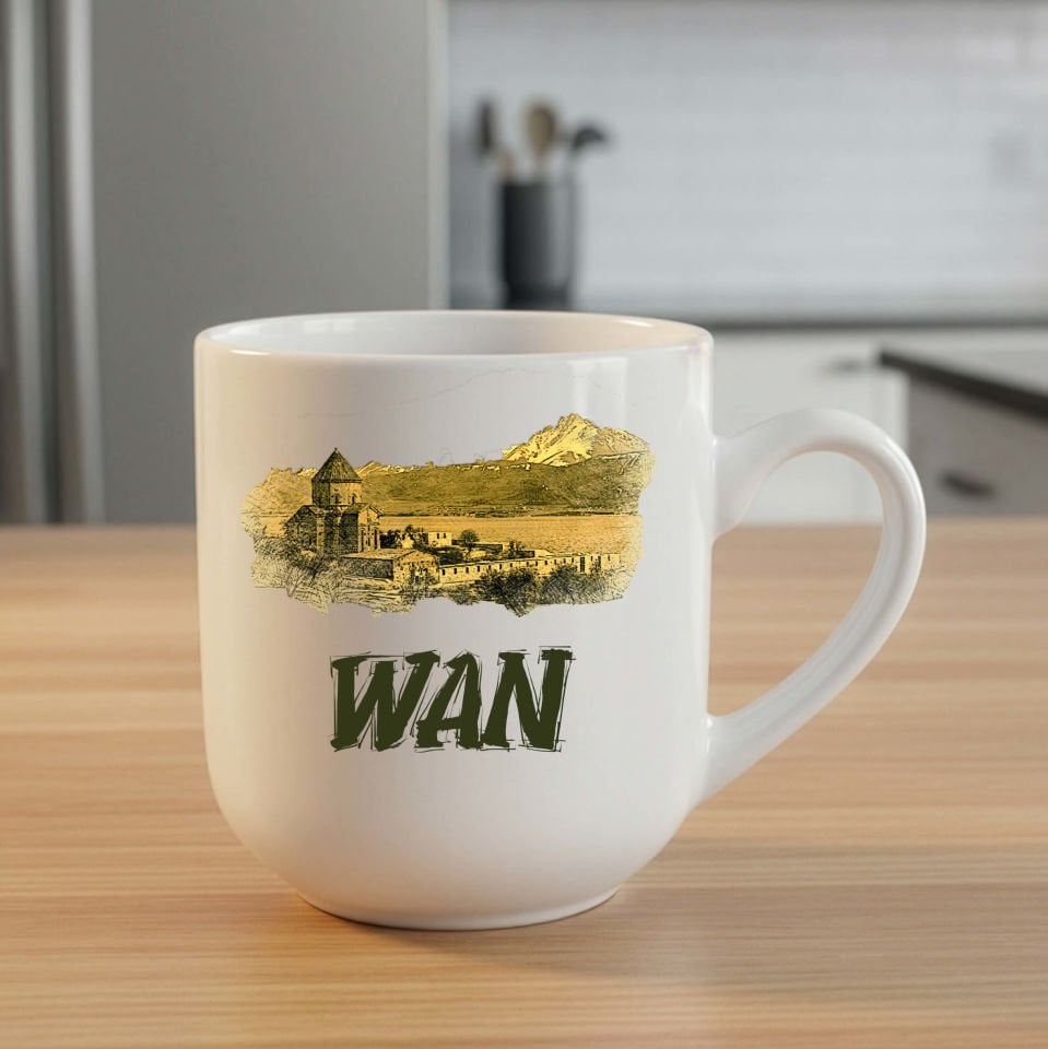 Wan Akdamar Adası Resimli Elite Beyaz Kupa Bardak - Van Tasarımlı Elite Kupası