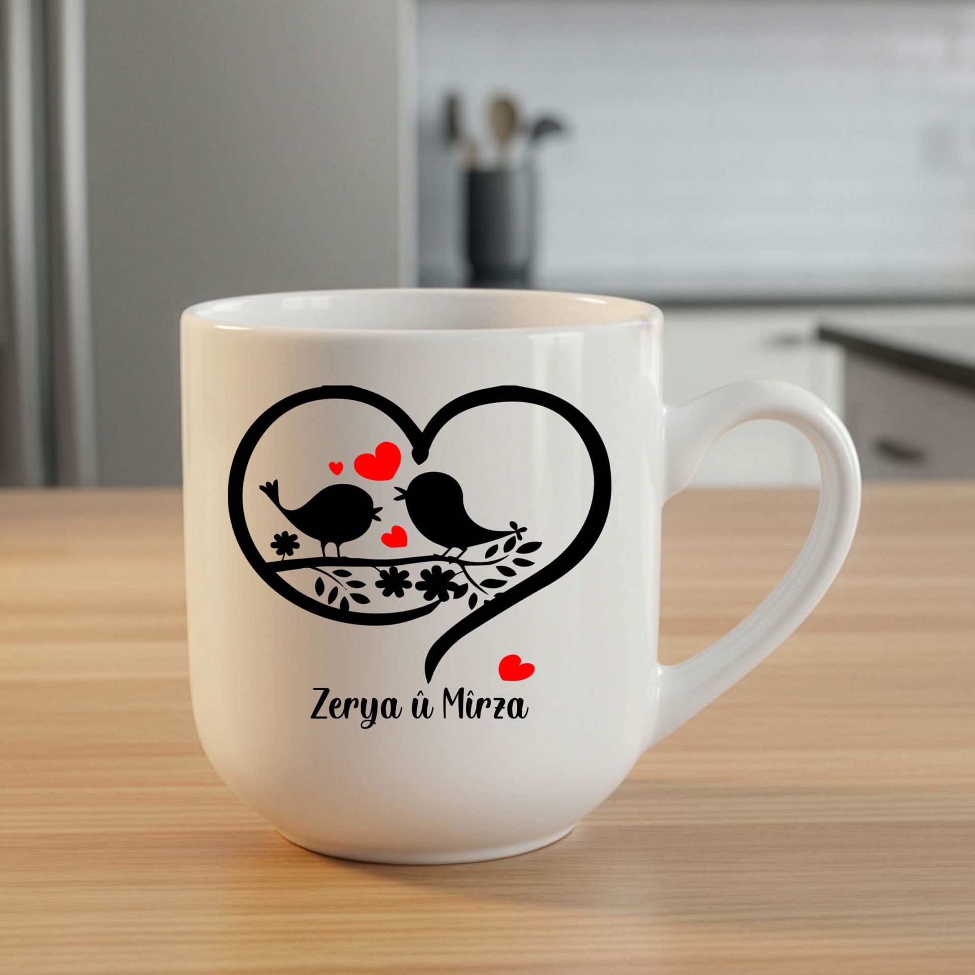 Sevgiliye ve İsme Özel İki İsimli Elite Beyaz Kupa Bardak - Sevgililer için Elite Kupası