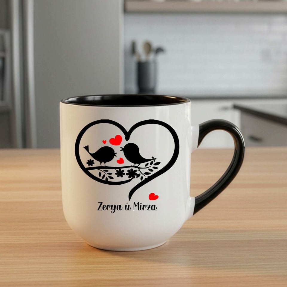 Sevgiliye ve İsme Özel İki İsimli Elite Siyah Kupa Bardak - Sevgililer için Elite Kupası