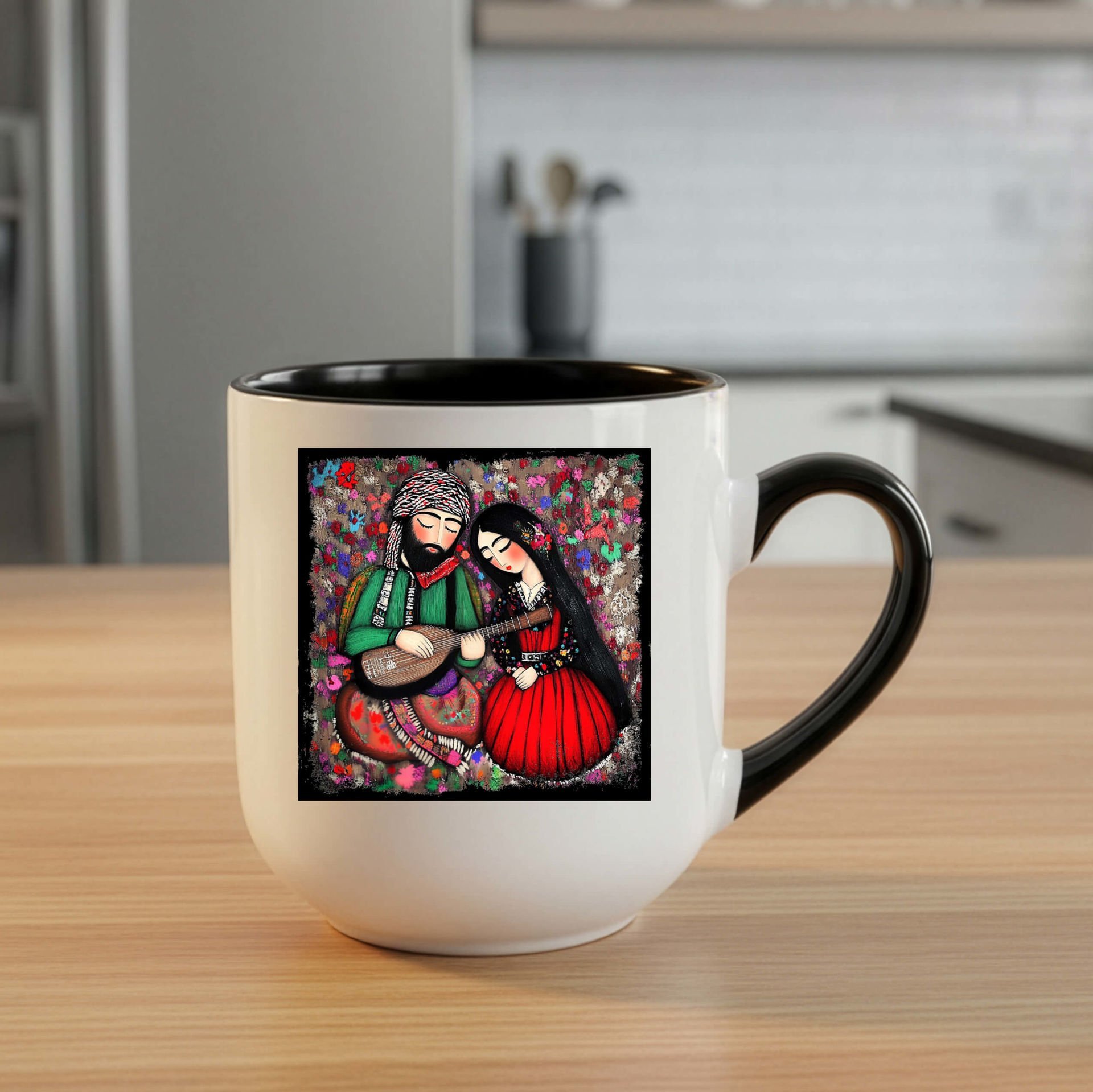 Sevgiliye Özel Mem û Zin Tasarımlı Elite Siyah Kupa Bardak - Mem û Zin Tasarımlı Elite Kupası