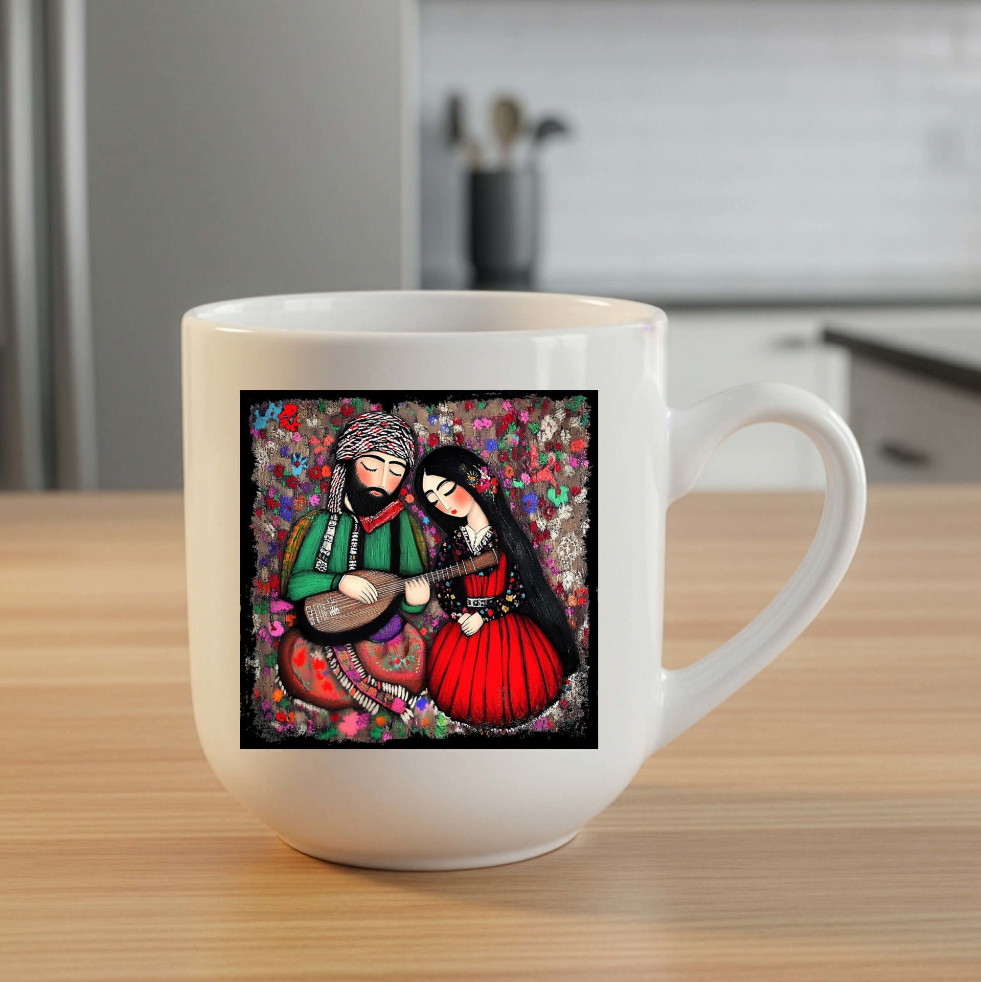 Sevgiliye Özel Mem û Zin Tasarımlı Elite Beyaz Kupa Bardak - Mem û Zin Tasarımlı Elite Kupası