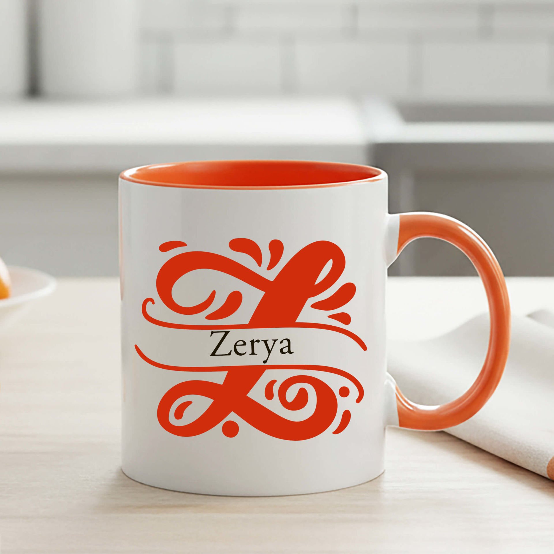 İsme Özel ve Harfli Klasik Turuncu Renkli Kupa Bardağı - İsimli ve Harfli Klasik Turuncu Renkli Kupa Bardak