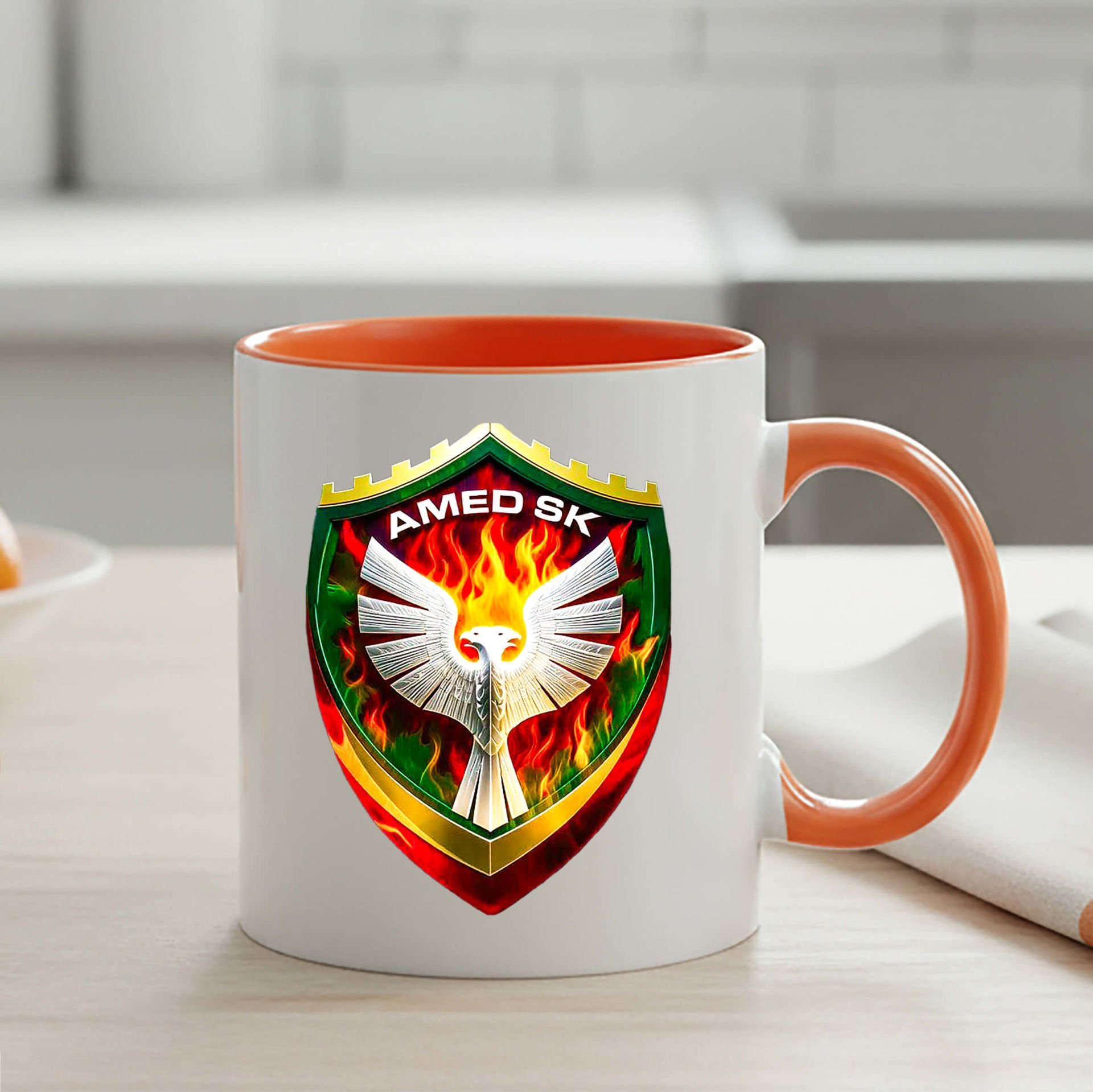 Amedspor Tasarımlı Turuncu Renkli Klasik Kupa Bardağı - Amed Spor Turuncu Renkli Klasik Kupa Bardak