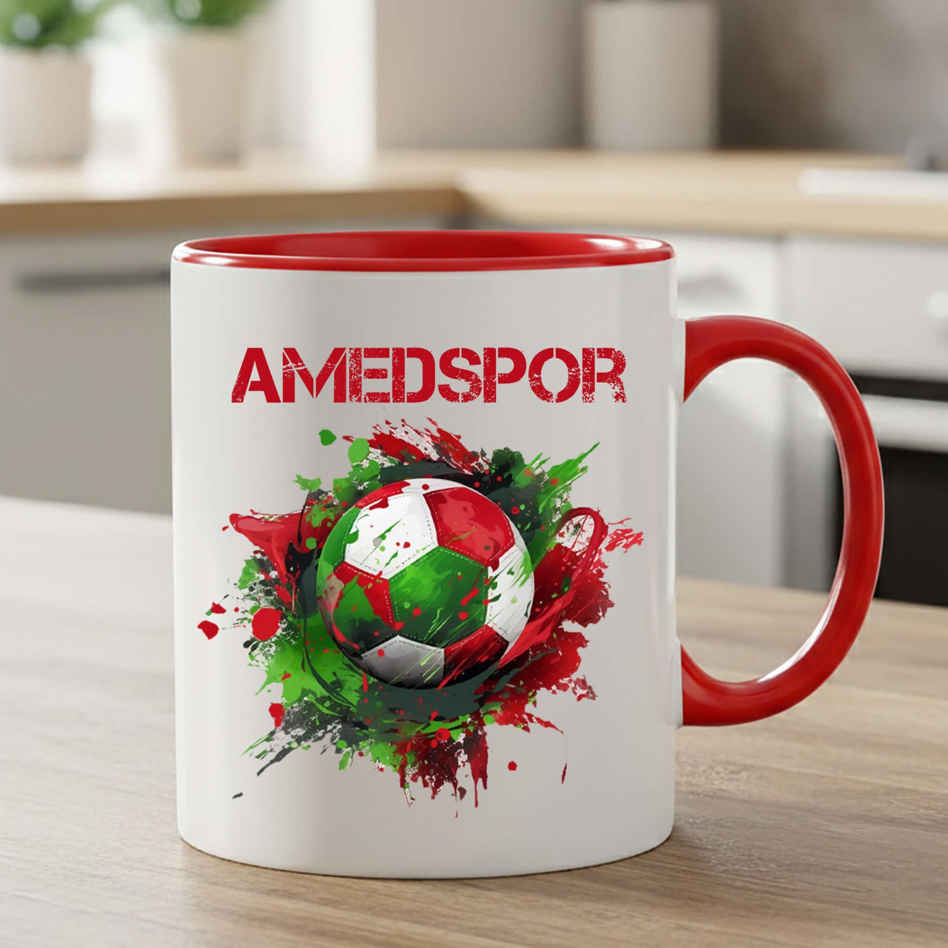 Amedspor Futbol Toplu Kırmızı Renkli Klasik Kupa Bardağı - Amed Spor Kırmızı Renkli Klasik Kupa Bardak