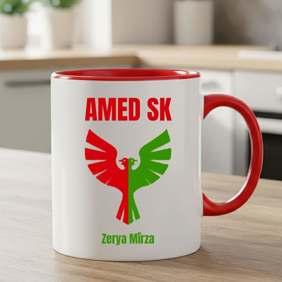 İsme Özel Amedspor Tasarımlı Kırmızı Renkli Klasik Kupa Bardağı - Amed Spor Kırmızı Renkli Klasik Kupa Bardak
