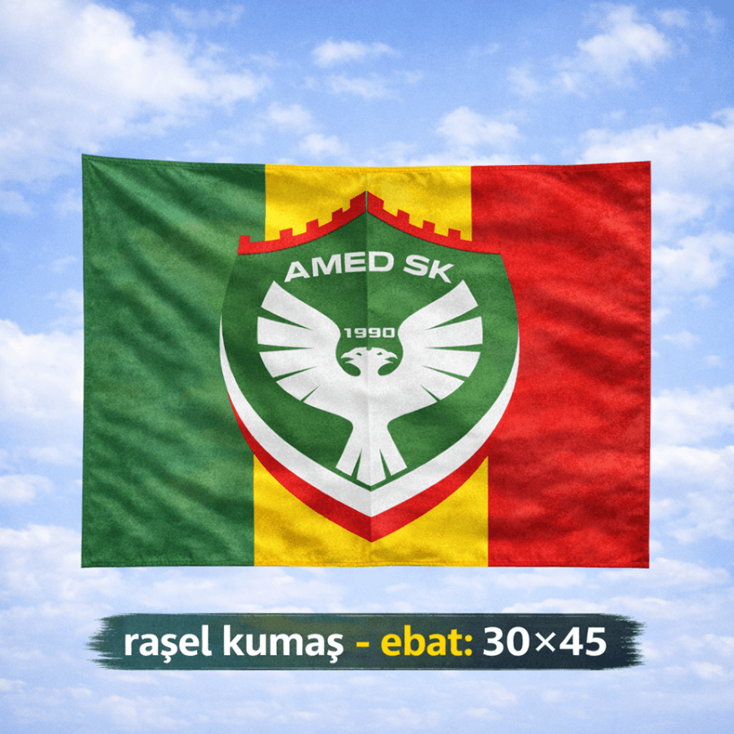 Amedspor Tasarımlı Bayrak - Amed Spor Bayrağı 30x45 (raşel kumaş)