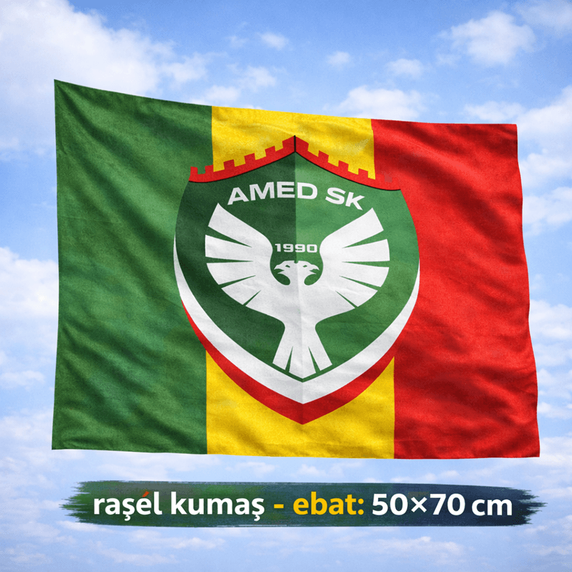 Amedspor Tasarımlı Bayrak - Amed Spor Bayrağı 50x70 (raşel kumaş)