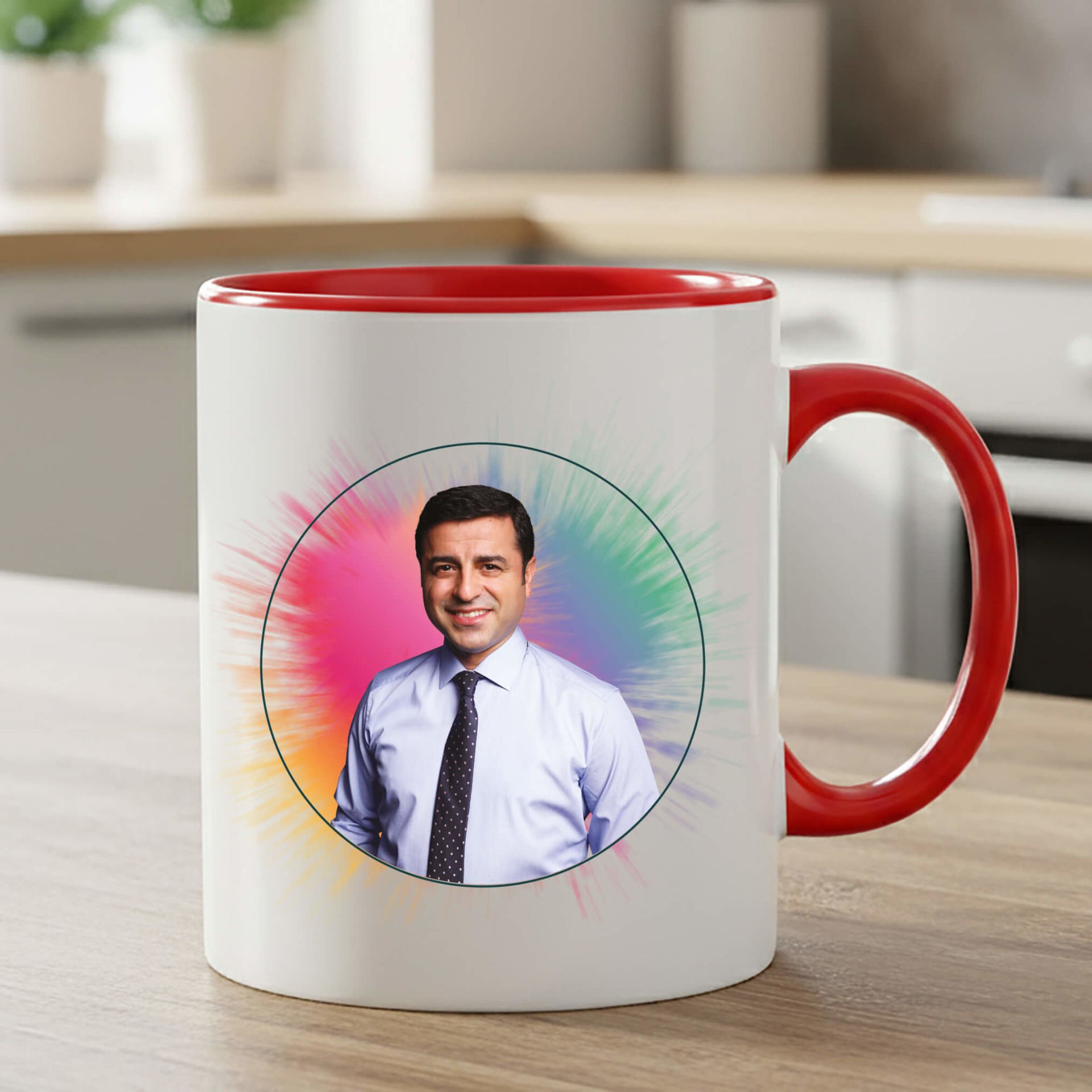 Selahattin Demirtaş Tasarımlı Kırmızı Renkli Kupa Bardağı - Selahattin Demirtaş Kırmızı Klasik Kupa Bardak