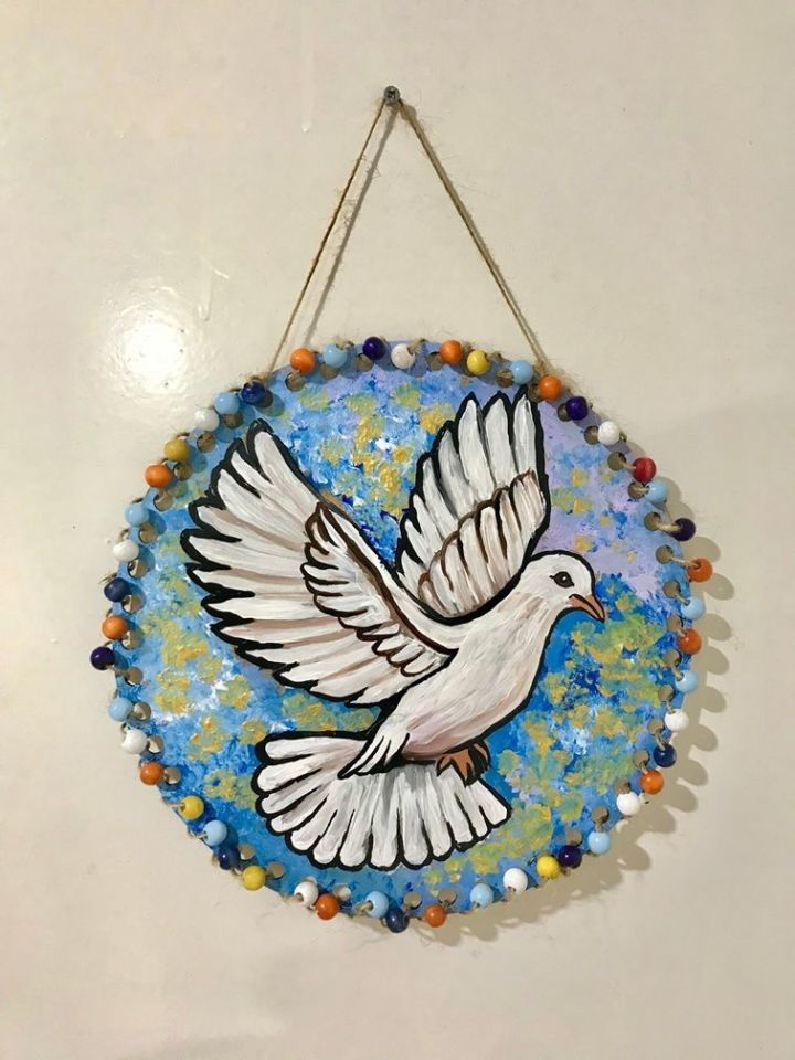 Güvercin Tasarımlı El İşlemeli Kapı Süsü