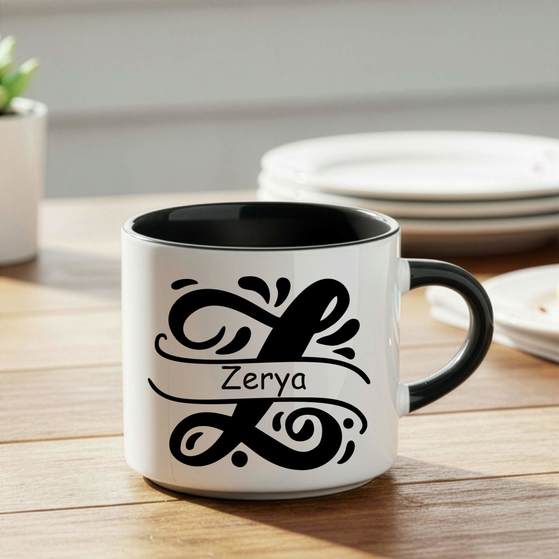 İsme Özel ve Harfli Siyah Renkli Nescafe Kupa Bardak - İsme Özel ve Harfli Nescafe Kupası