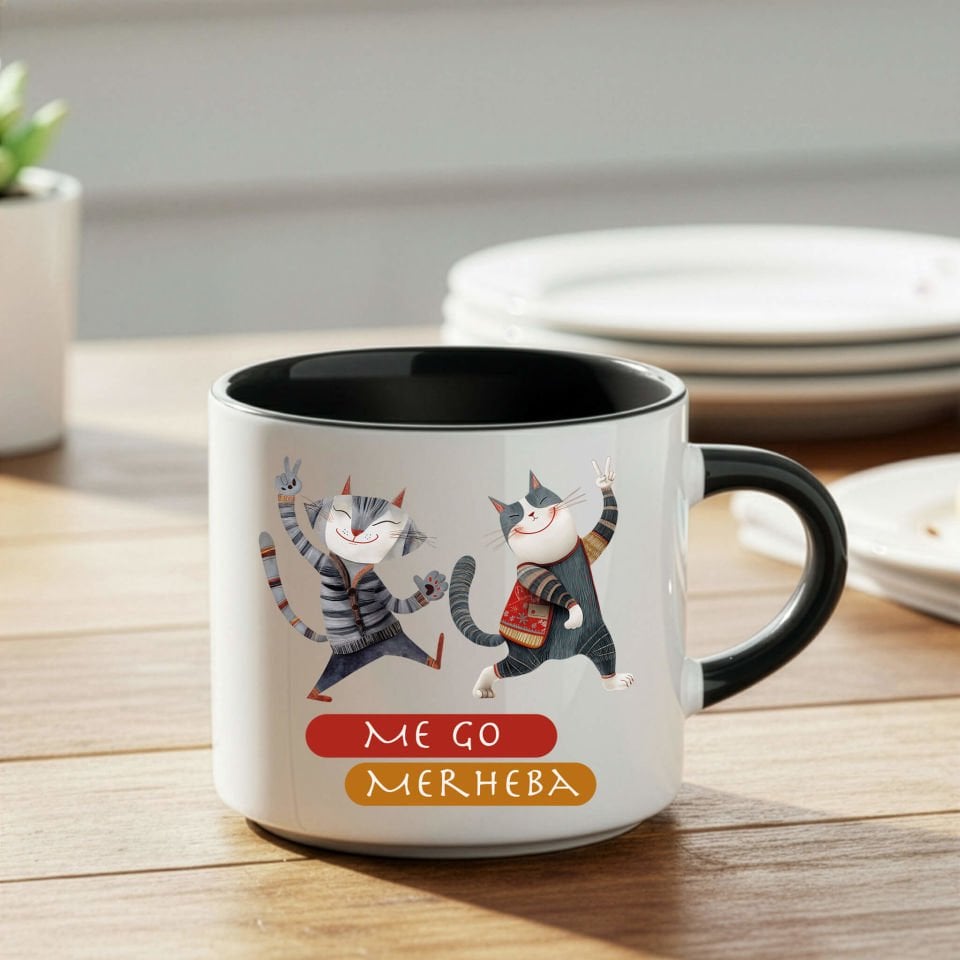 Kürtçe Me Go Merheba Yazılı Siyah Renkli Nescafe Kupa Bardak - Me Go Merhaba Nescafe Kupası