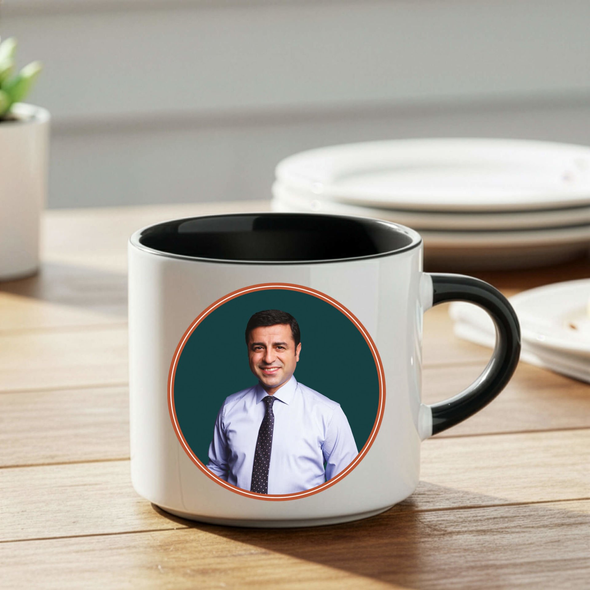 Selahattin Demirtaş Resimli Siyah Renkli Nescafe Kupa Bardak - Selahattin Demirtaş Nescafe Kupası