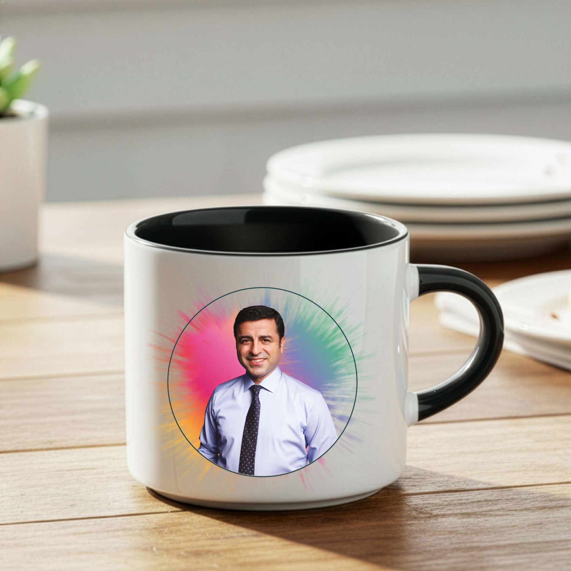 Selahattin Demirtaş Tasarımlı Siyah Renkli Nescafe Kupa Bardak - Selahattin Demirtaş Nescafe Kupası