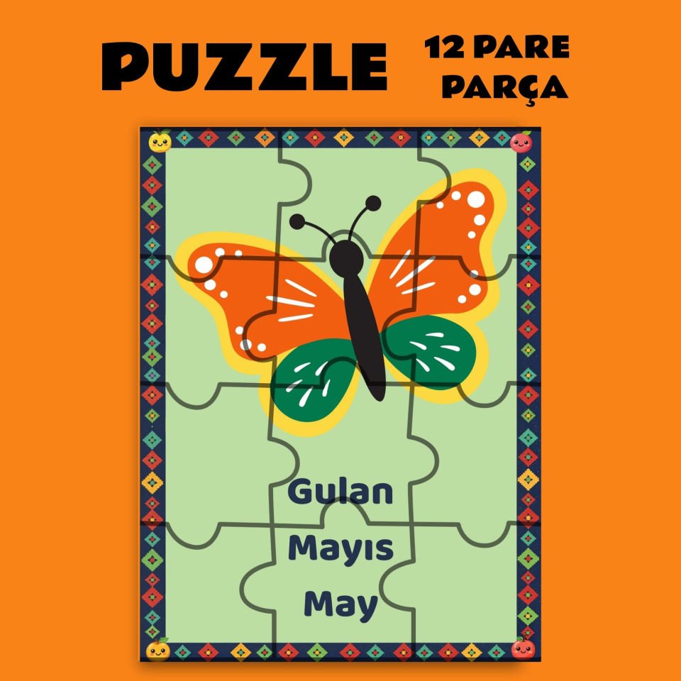 Pazil Bi Kurdî Gulan Mayıs Ayı - Kürtçe Magnetli Puzzle Yapboz (12 Pare/Parça - A5)