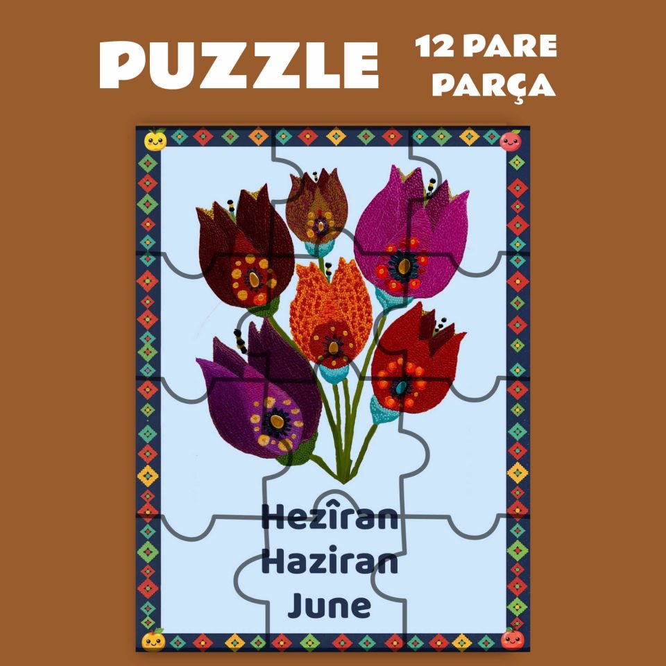 Pazil Bi Kurdî Hezîran Haziran Ayı - Kürtçe Magnetli Puzzle Yapboz (12 Pare/Parça - A5)