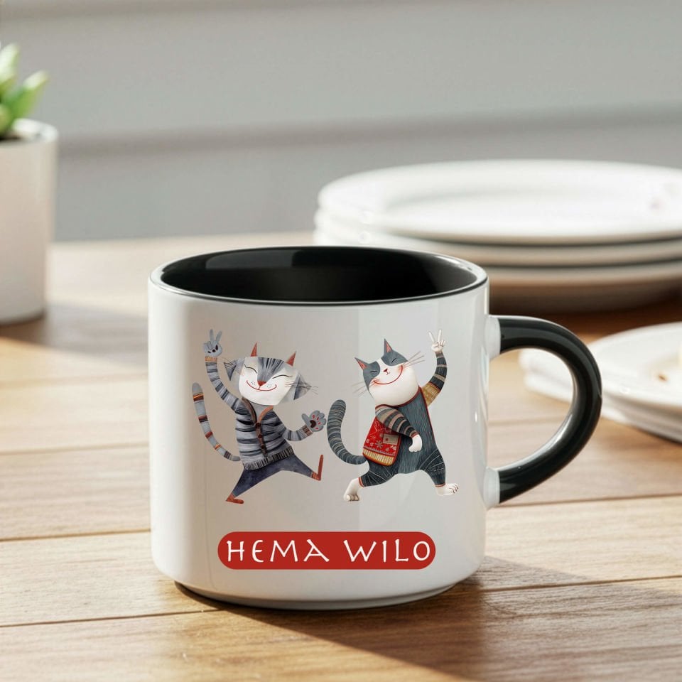 Kürtçe Hema Wilo Yazılı Siyah Renkli Nescafe Kupa Bardağı - Hemao Wilo Nescafe Kupası