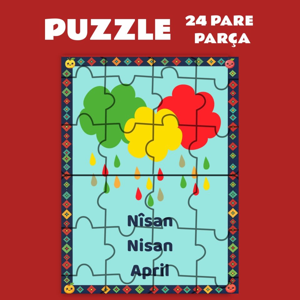 Pazil Bi Kurdî Nîsan Nisan Ayı  - Kürtçe Puzzle Yapboz (24 Pare/Parça - A5)