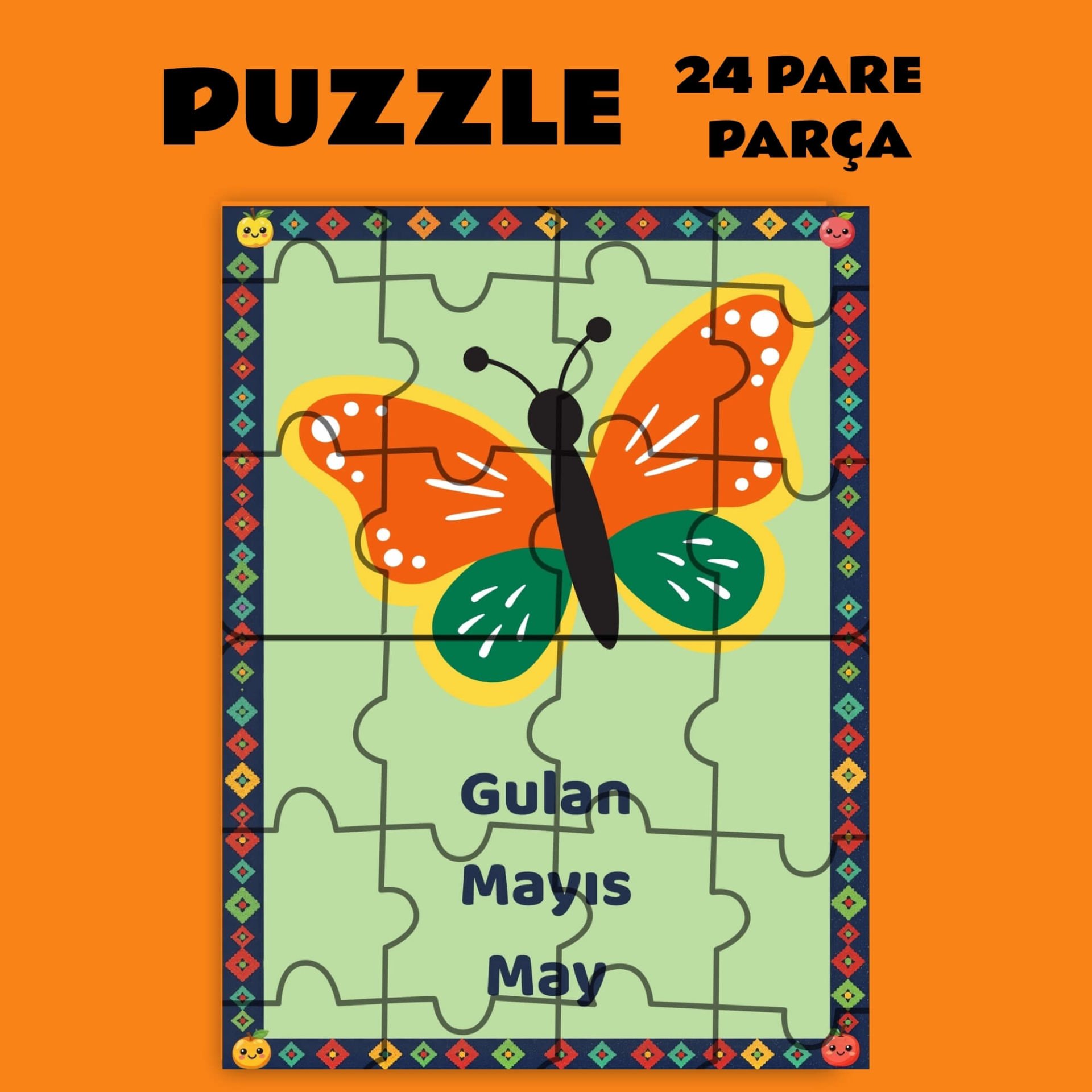 Pazil Bi Kurdî Gulan Mayıs Ayı  - Kürtçe Puzzle Yapboz (24 Pare/Parça - A5)