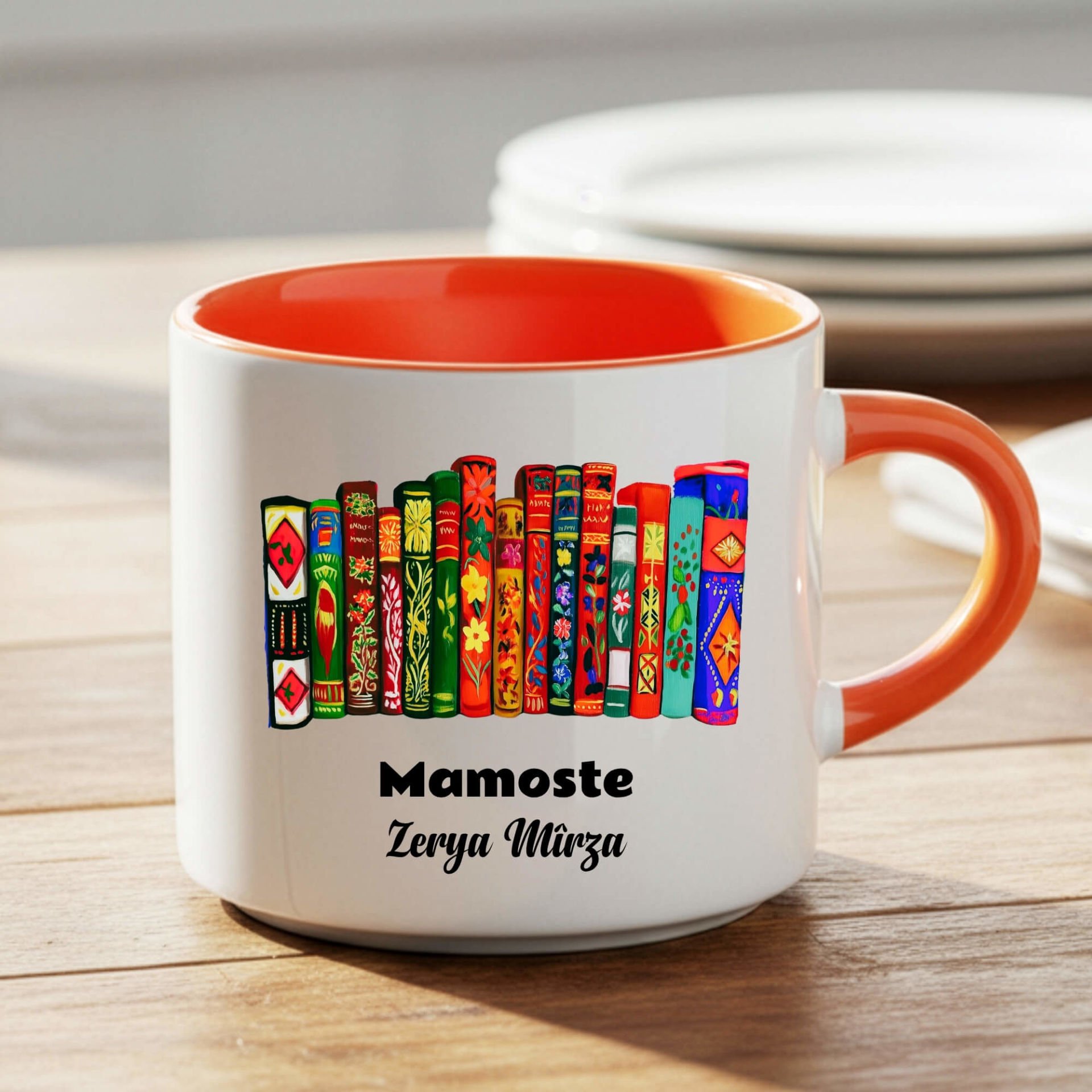 İsme Özel Kürtçe Mamoste Turuncu Renkli Nescafe Kupa Bardağı - İsme Özel Kürtçe Öğretmenler Günü Nescafe Kupası